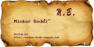 Minker Bodó névjegykártya